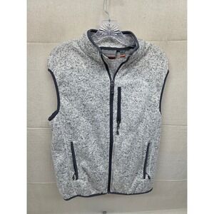 Free Country Mens Gray Marl Sweater Fleece Full Zip Vest Size Medium Mock Neck